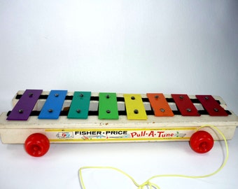 Vintage Fisher Price Pull a Tune Pull Toy Xylophone
