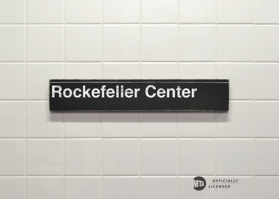 Rockefeller Center Subway Sign - Hand Painted on Wood