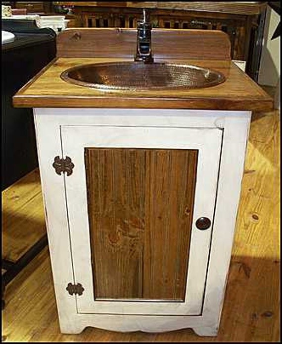 Bathroom Vanity - Rustic Bathroom Vanity - Bathroom Vanity with sink - Copper sink - 25" - Bathroom Vanities - Vanity - Rustic Vanity - Sink