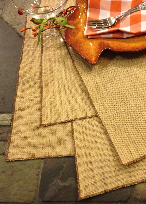 Burlap Placemats with edge stitching in your choice of colors