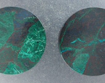 Malachite Chrysocolla 11/8", 28.5mm, ear plugs one pair
