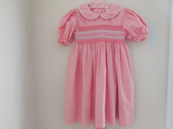 Size 4 Boutique Toddler Girl pink floral Embroidered Smocked