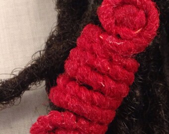 Red Swirl Thread Wrapped Dread Locs Dreadlock Bead Accessories