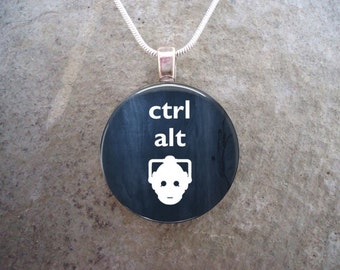 Doctor Who Jewelry - Glass Pendant Necklace - CTRL ALT DEL - Pre-Order