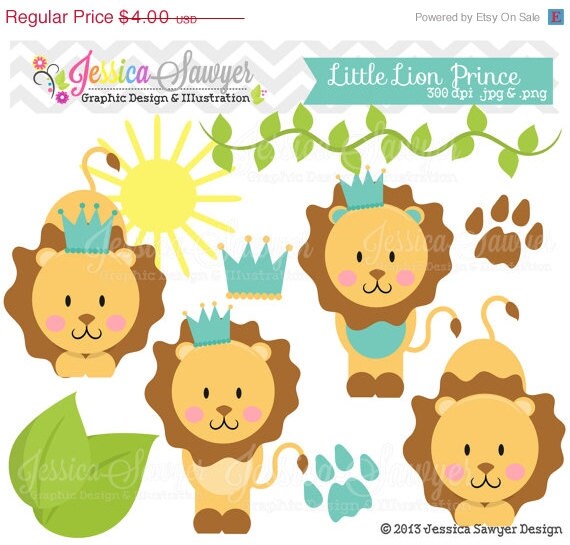 50% OFF - INSTANT DOWNLOAD, little prince lion clipart, jungle clip art, for commercial use, personal use, cards, invites, party supply Il_570xn