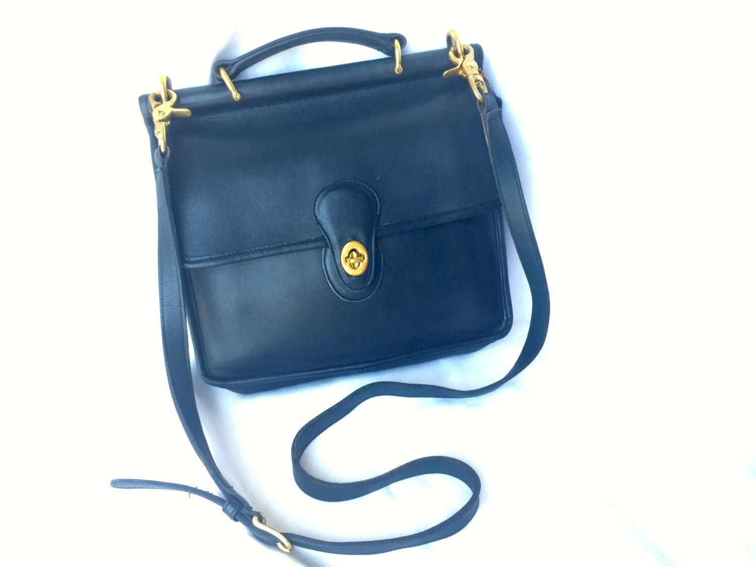 Vintage COACH Willis Handbag Mini Briefcase in Black Leather