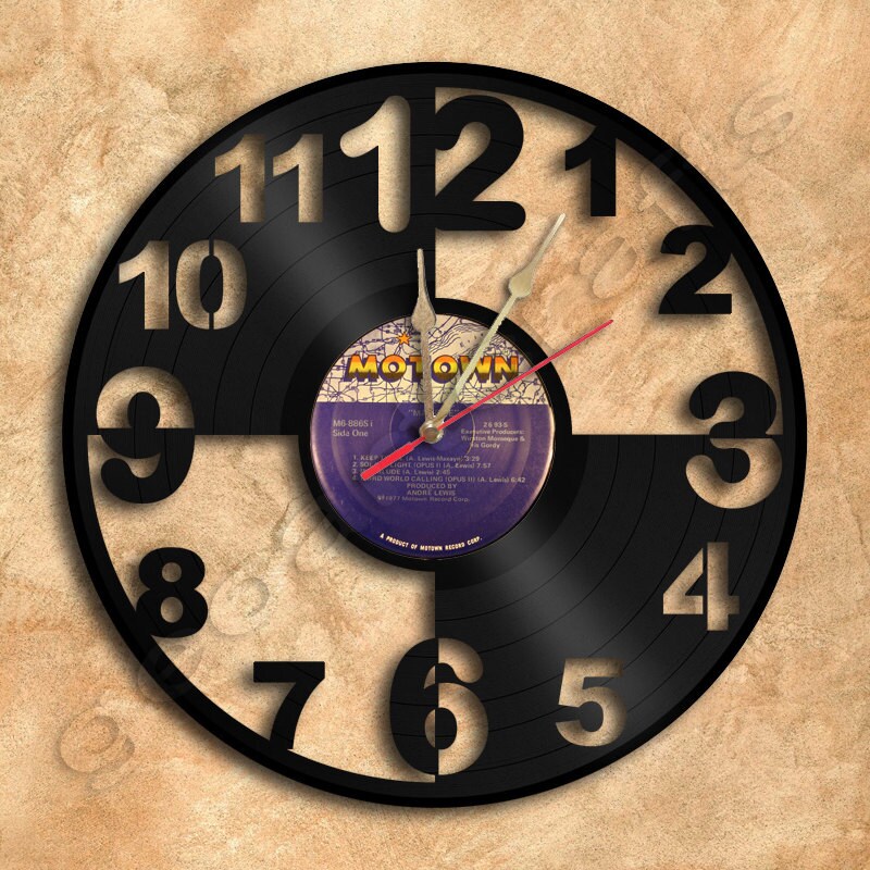 Unique Big Numbers Wall Clock Vinyl Record Clock by geoartcrafts