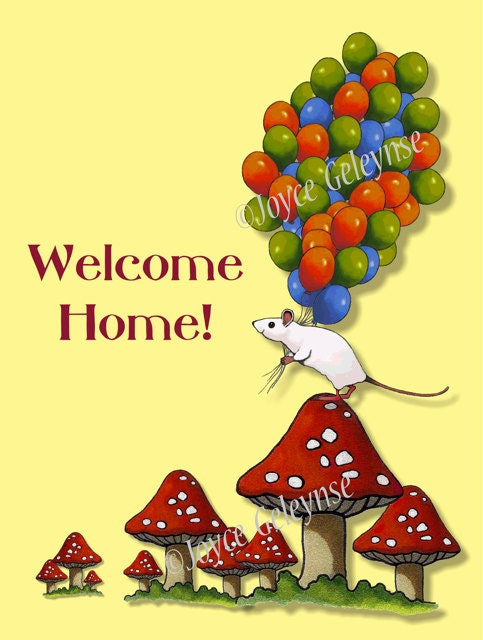 Items similar to Printable Welcome Home Card or Print: Mouse Toting