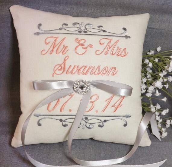 Items similar to Ring Bearer Pillow, embroidered ring bearer pillow