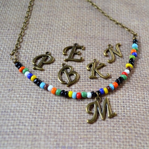 Personalized Initial Boho Letter Necklace by PaisleyBeading