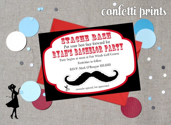 Birthday Invitation - STACHE BASH Printable Il_570xn