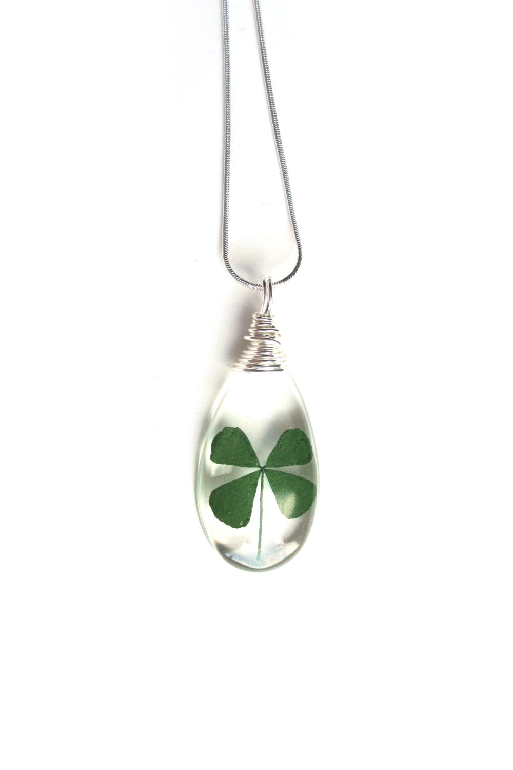 Real Four Leaf Clover Necklace Real 4 Leaf Clover Encased in
