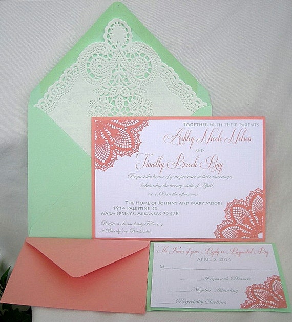 Coral And Mint Invitations 3