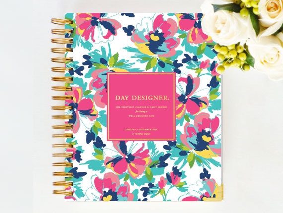 January 2015 DAY DESIGNER - Carrie Floral - Yearly Planner & Daily Agenda, Calendar, Organizer