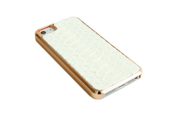 Matte White Python on Rose Gold iPhone 55s Case