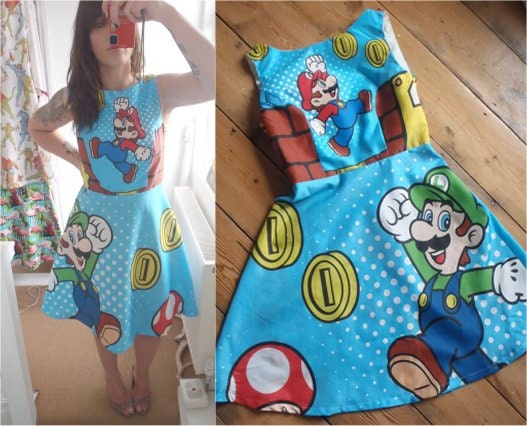 Super Mario Dress Nintendo Game Pin Up 90s Retro Geek