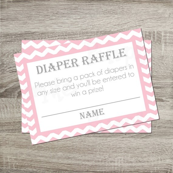 Diaper Raffle Cards INSTANT DOWNLOAD Printable DIY Chevron