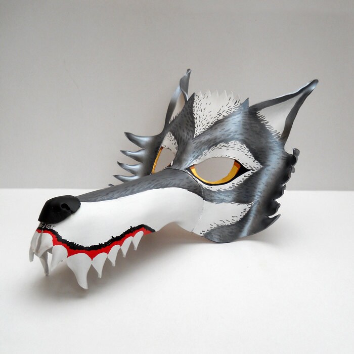 Big Bad Wolf Halloween Leather Mask Costume Animal Werewolf