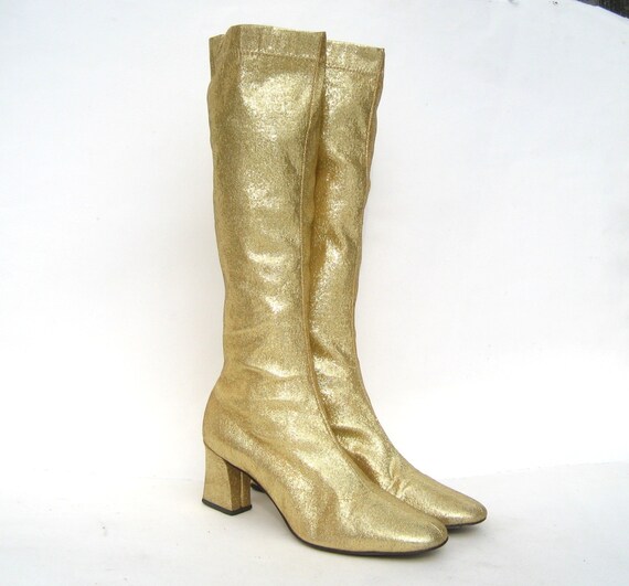 size 9 / 1960s gold lurex go go boots by SplendoreBoutique on Etsy