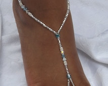 Blue Beach Wedding Swarovski Barefo ot Sandals Foot Jewelry Anklet ...