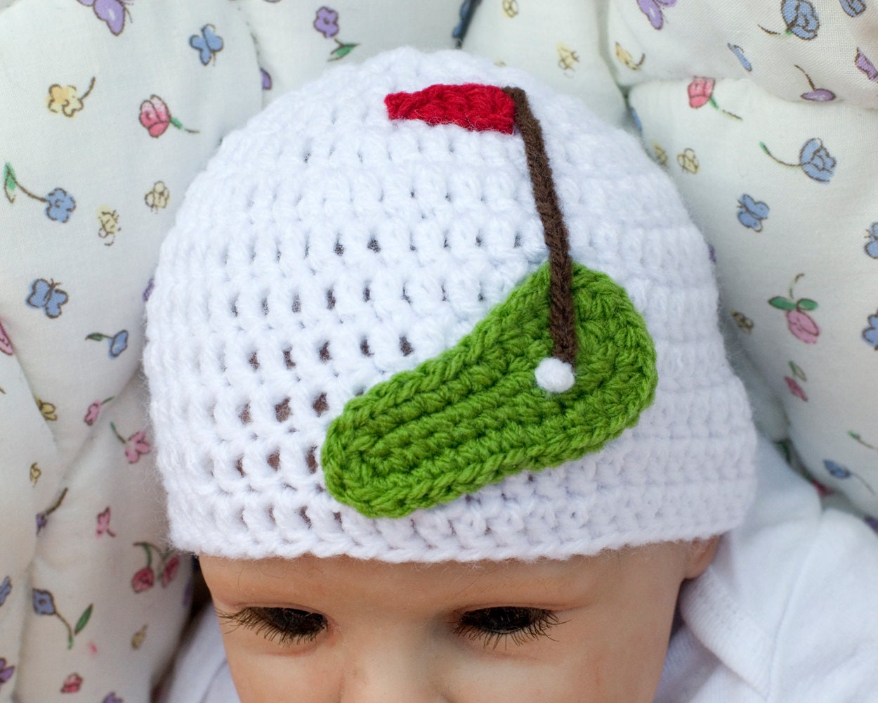 BABY GOLF BEANIE Crocheted Hat Girls or Boys Photo by Grandmabilt