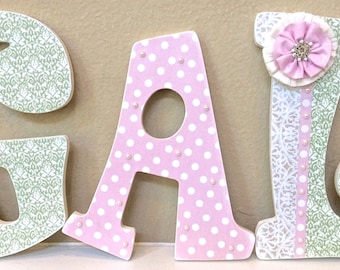 Items similar to Wood name letters Custom baby name sign nursery wall ...