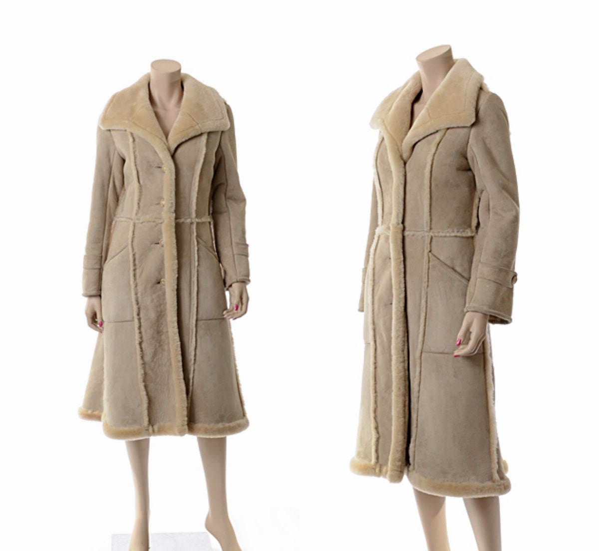 Vintage 70s Wool Shearling Lamb Maxi Coat 1970s Ardney