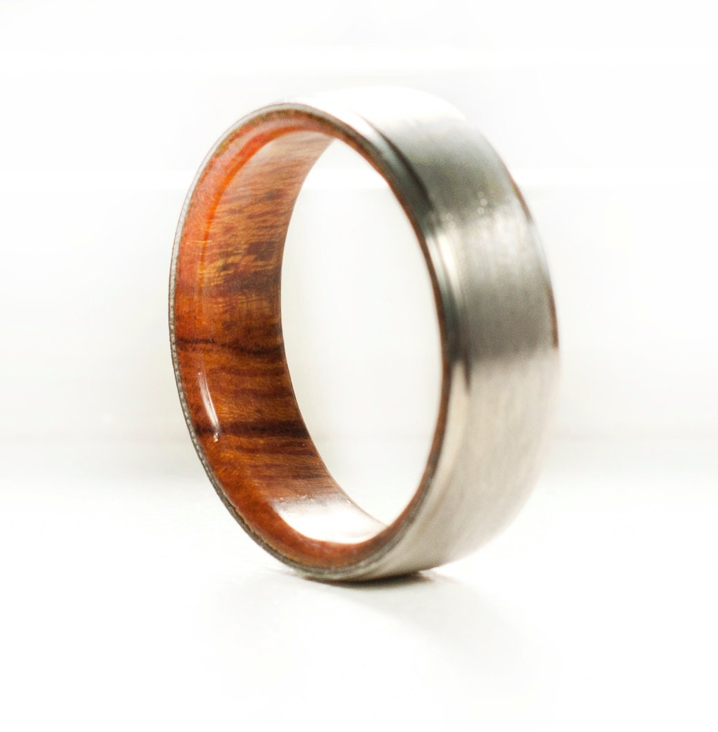 Mens wedding ring wood inside