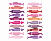 60% OFF SALE Pink, Red Summer Ocean Clipart Fish Digital Clipart Valentines Day Clipart Pink Red Il_170x135