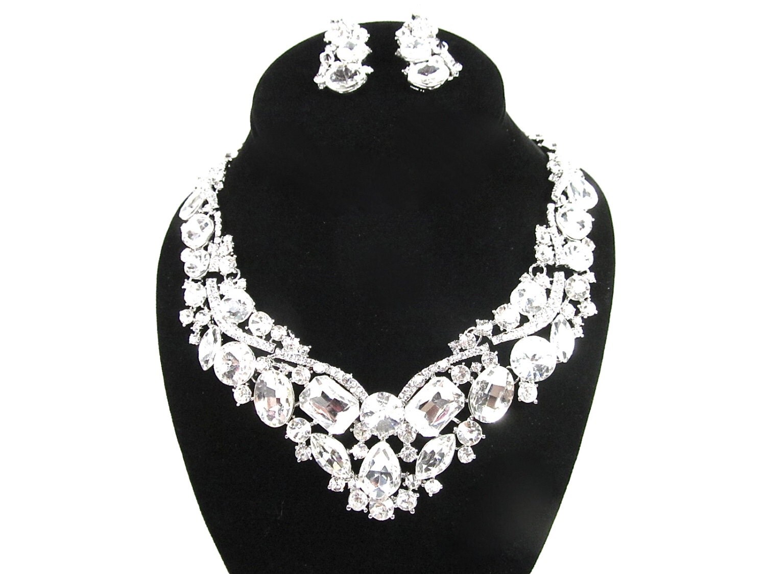 Chunky Rhinestone Crystal Bridal by bloomsnbrides on Etsy