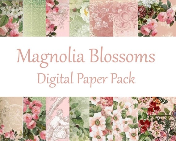 Magnolia Blossoms Digital Mini Paper Pack