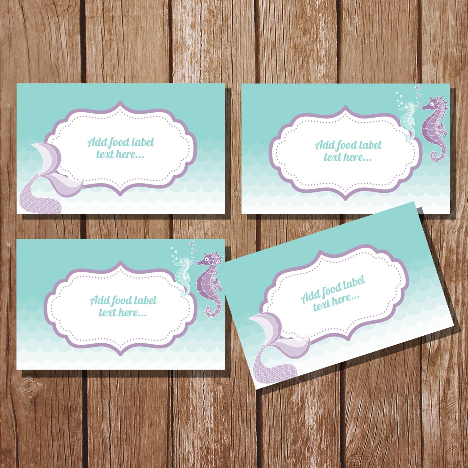 mermaid tent cards food labels buffet cards food tags