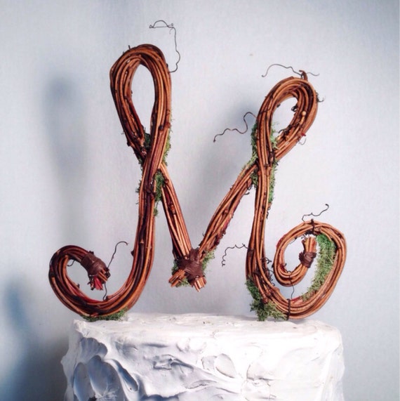 Letter M Rustic Twig Wedding Cake Topper by TheOriginalTwig