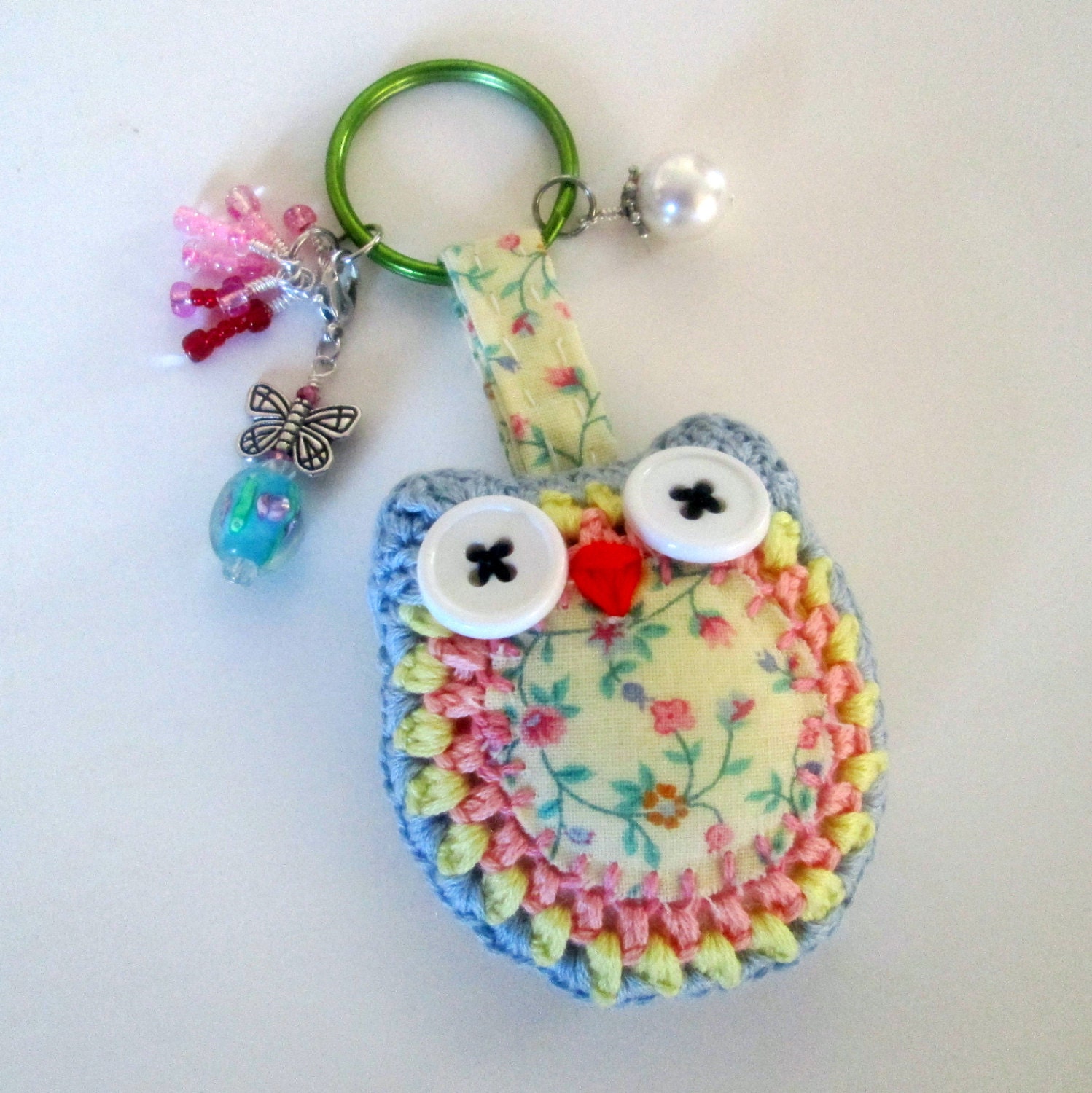 Crochet Owl Keychain with Calico Belly and by NirvanaDesigns