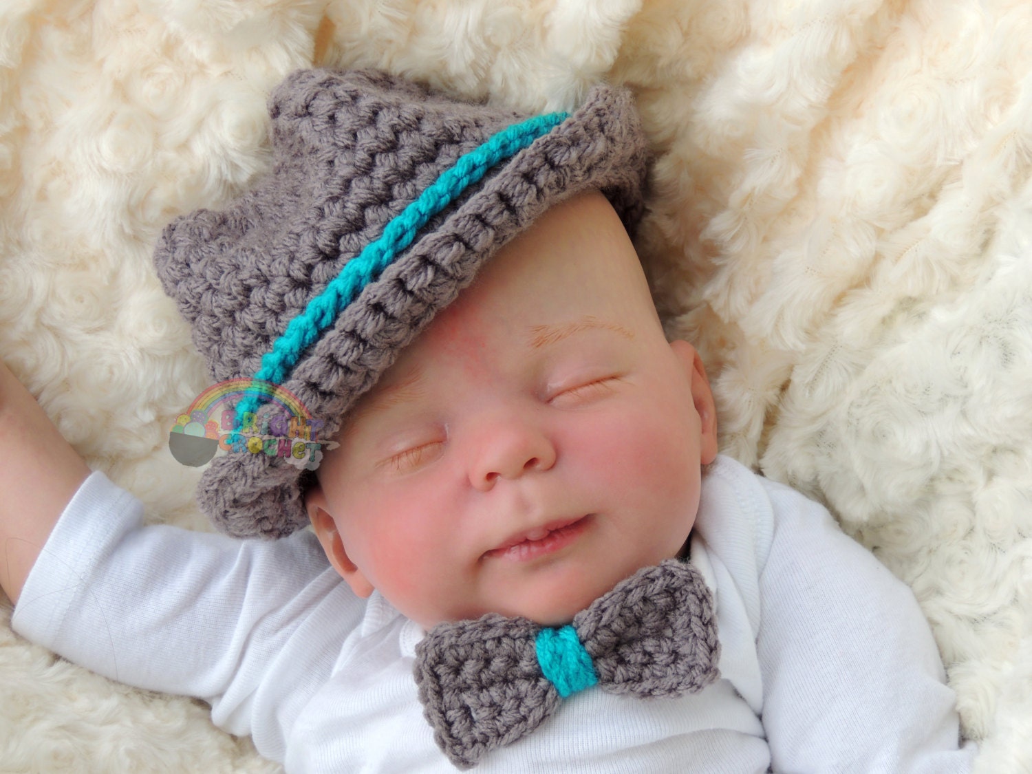 Newborn Crochet Fedora Baby Boy or Girl Bowler Hat
