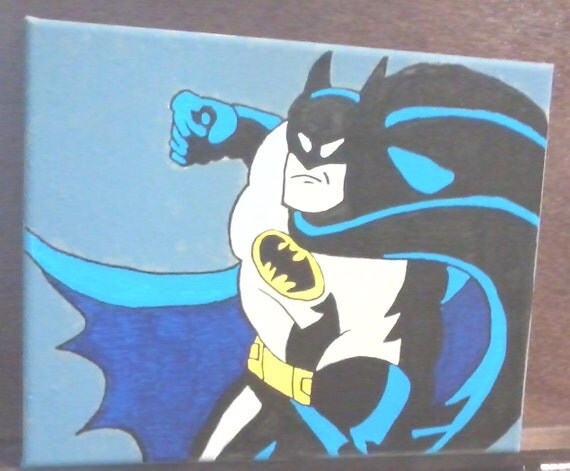 OOAK original Batman superhero comic acrylic painting on