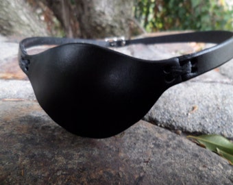 WTO Custom Handmade Leather Eye Patch, Black Pirate Eyepatch --Choose LEFT -or- RIGHT Eye -- Custom Order Yours Today!!