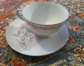 Lovely mismatched vintage teacup and saucer