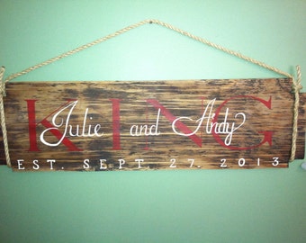 Last name hanging sign