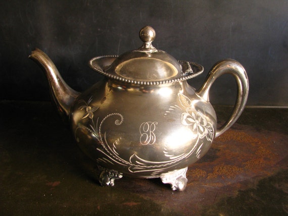 F.B. Rogers Silver Co. Teapot Quadruple 1883 Engraved