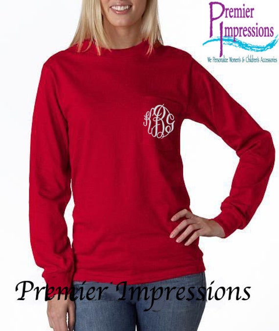 Items Similar To Monogrammed Shirt Long Sleeve Shirt Monogram Long Sleeve Pocket T Shirt With 4591