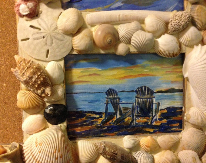 Wood Base - Bulletin Board, Picture Frames and Hooks Decorated with Shells