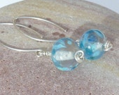 Sterling Silver Glass bead earrings - pretty blue, turquoise