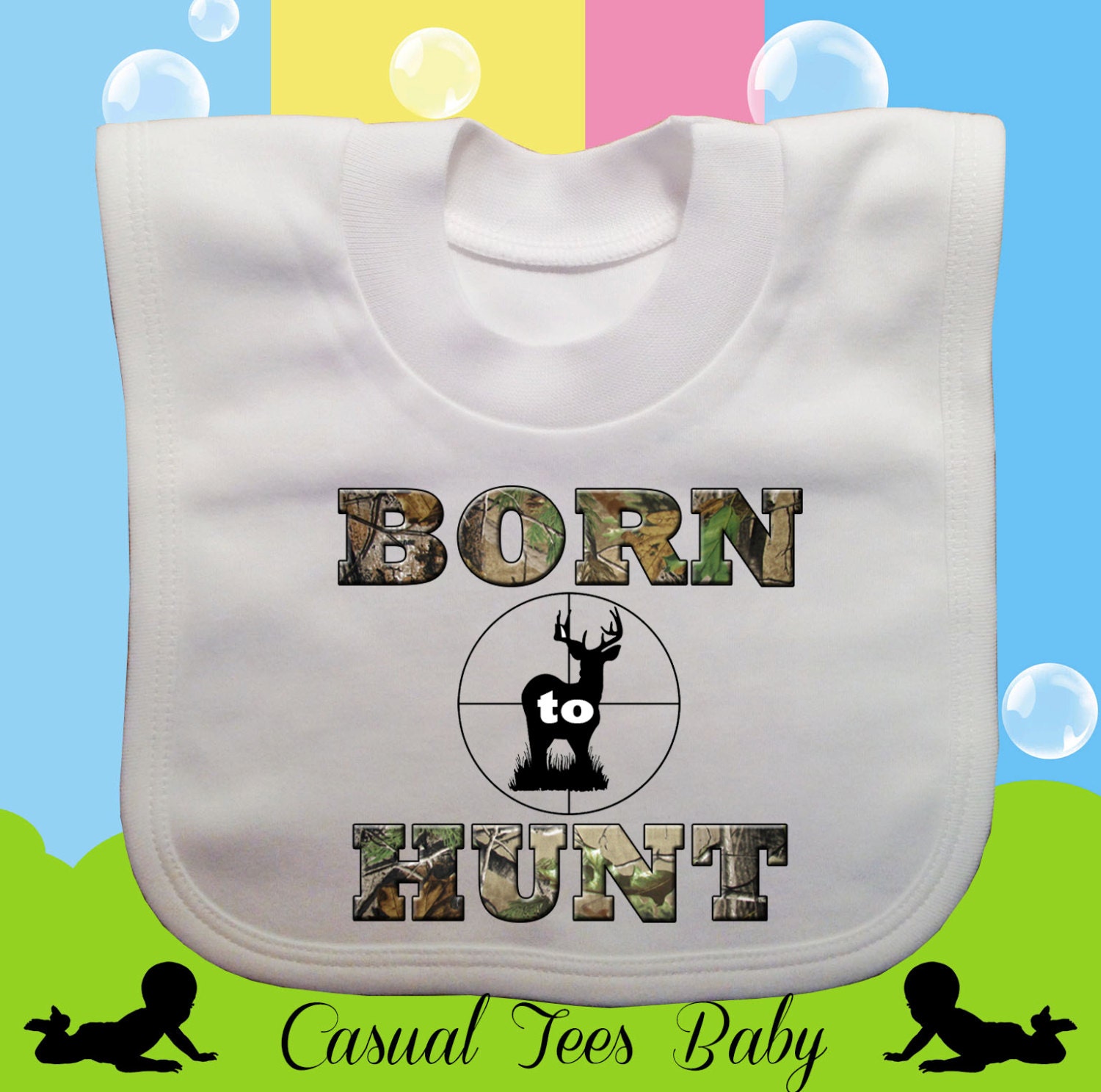 Born to Hunt Funny Hunting Baby Bib Organic by CasualTeeKids