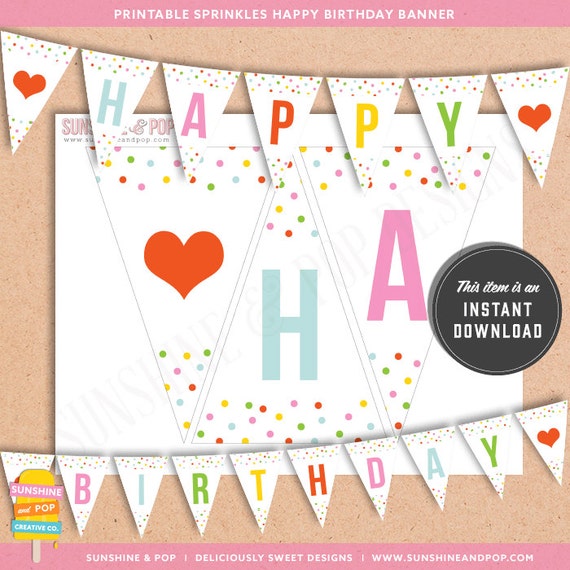 Items similar to INSTANT DOWNLOAD - Printable Happy Birthday Banner ...