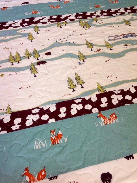 Baby Quilt, Organic, Modern Baby Quilt, Camp Sur, Camper Main, Sly Fox, Crib Bedding, Crib Quilt, Baby Bedding, Nursery Bedding