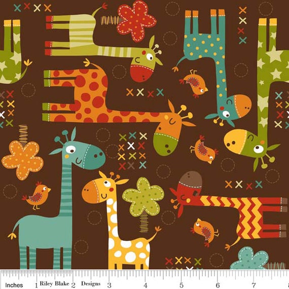 Riley Blake Designs "Giraffe Crossing" by The RBD Designers -Giraffe Main Brown C2850-BROWN