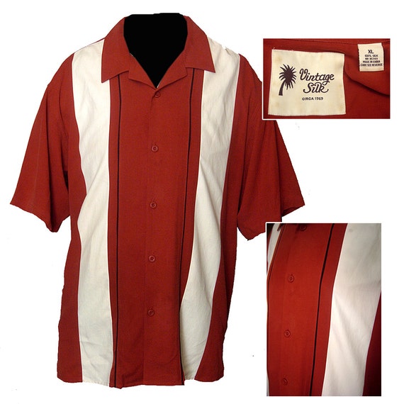 Mens Vintage Silk Shirt / Mens Rockabilly Shirt / by 2the9sRetro