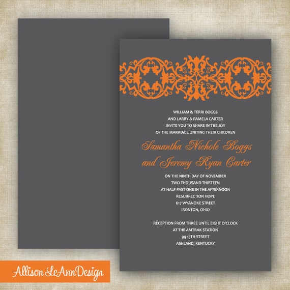 Orange And Grey Wedding Invitations 7