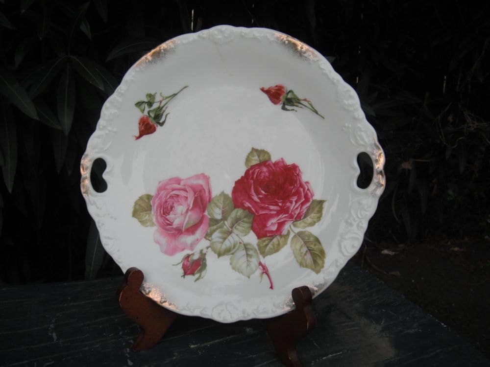 Vintage Rose Covered Cookie Plate / Shabby Chic Serving Plate – Haute Juice